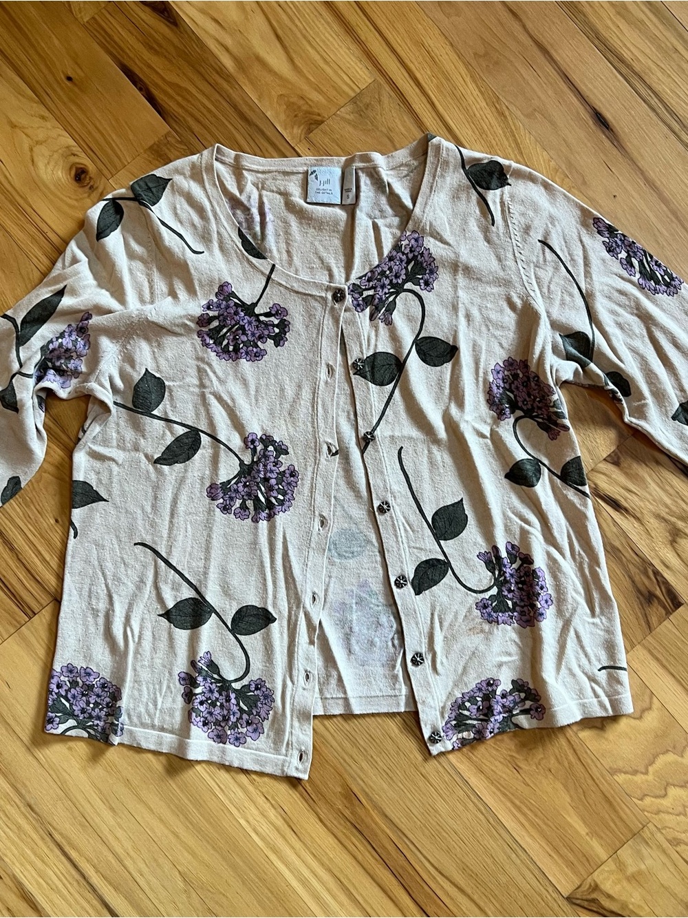 J. Jill Cream Knit Top with Subtle Pattern